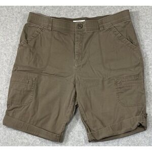 Cato Shorts Women's Sz 10 Brown Cargo Classic Pockets‎ Adjustable Hem Zip Button